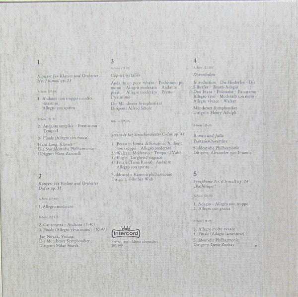 Pyotr Ilyich Tchaikovsky : Klavierkonzer Nr.1 · Violinkonzert · Capriccio Italien · Romeo And Julia · Dornröschen · Streicherserenade · Pathétique (5xLP + Box)