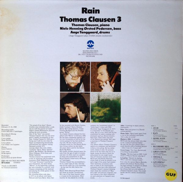 The Thomas Clausen Trio : Rain (LP, Album)