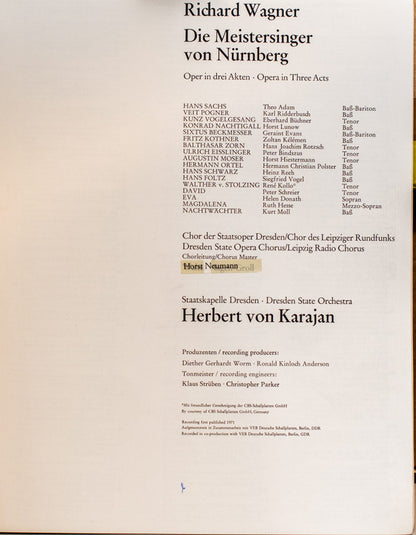 Richard Wagner, Herbert Von Karajan : Die Meistersinger Von Nürnberg (5xLP, Album + Box)