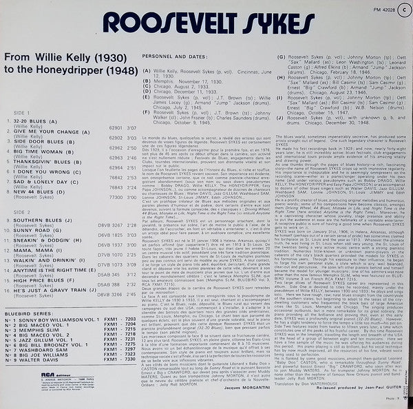 Roosevelt Sykes : From Willie Kelly (1930) To The Honeydripper (1948) (LP, Comp, Mono)