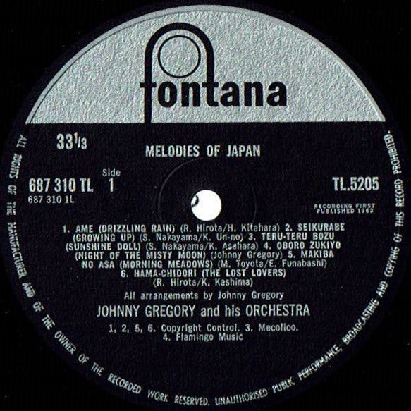 John Gregory And His Orchestra : Melodies Of Japan (LP, Album, Mono)