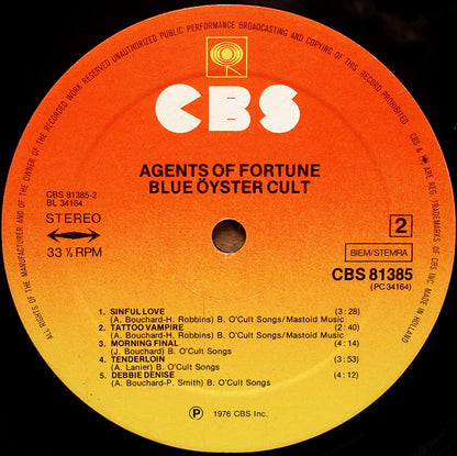 Blue Öyster Cult : Agents Of Fortune (LP, Album, Gat)