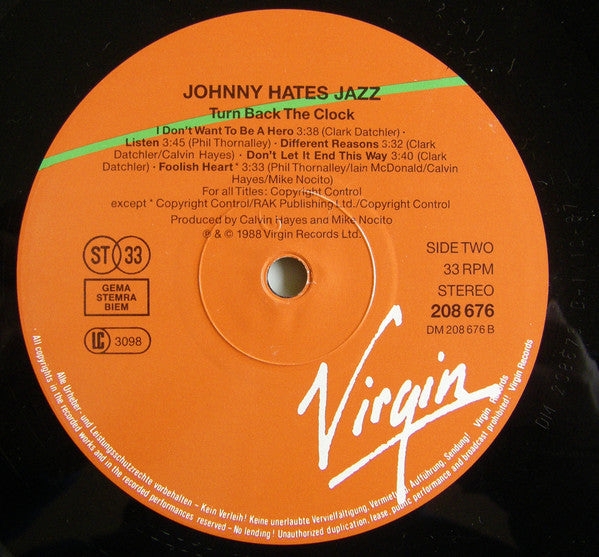 Johnny Hates Jazz : Turn Back The Clock (LP, Album)