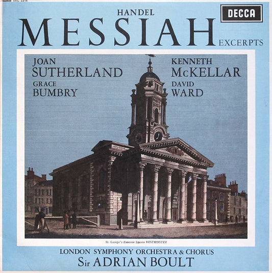 Georg Friedrich Händel, Joan Sutherland, Kenneth McKellar, Grace Bumbry, David Ward (7), London Symphony Orchestra & London Symphony Chorus, Sir Adrian Boult : Messiah Excerpts (LP)