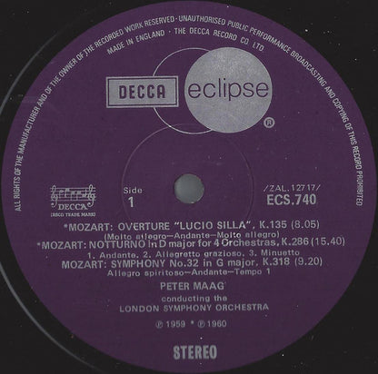 Wolfgang Amadeus Mozart, London Symphony Orchestra, Peter Maag : Notturno For Four Orchestras • Serenata Notturna • Symphony No.32 • Lucio Silla - Overture • Thamos - Interludes (LP, Comp)