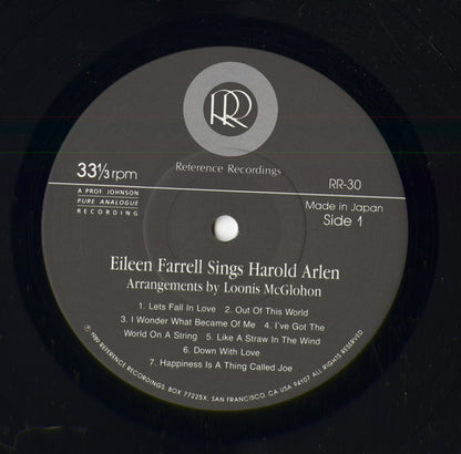 Eileen Farrell : Sings Harold Arlen (LP, Album, gat)