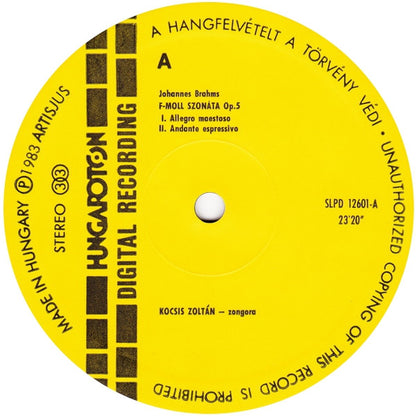 Johannes Brahms - Zoltán Kocsis : Sonata No. 3 In F Minor, Op. 5 (LP)