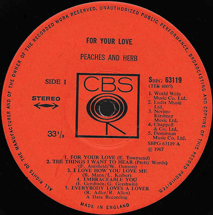 Peaches & Herb : For Your Love (LP, Album)