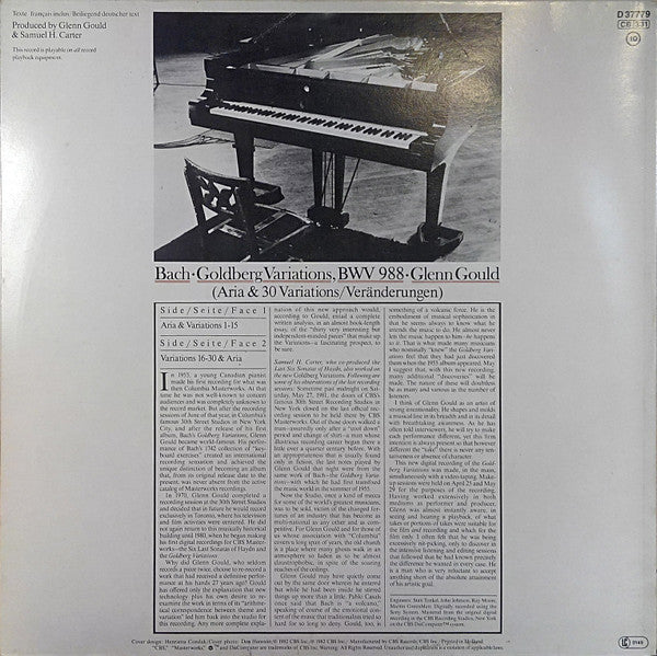 Johann Sebastian Bach - Glenn Gould : The Goldberg Variations (LP, Album, Gat)