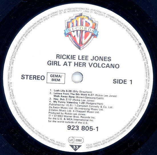 Rickie Lee Jones : Girl At Her Volcano (10", Album, EP)