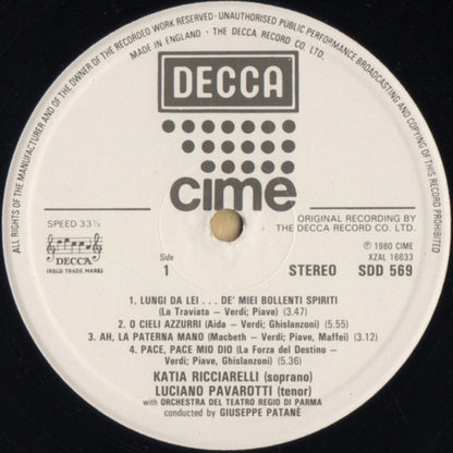 Katia Ricciarelli, Luciano Pavarotti : Al Teatro Regio Di Parma (LP)