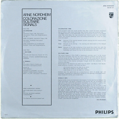Arne Nordheim : Colorazione - Solitaire - Signals (LP, Album)