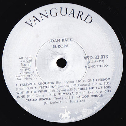 Joan Baez : Europa (LP, Album)