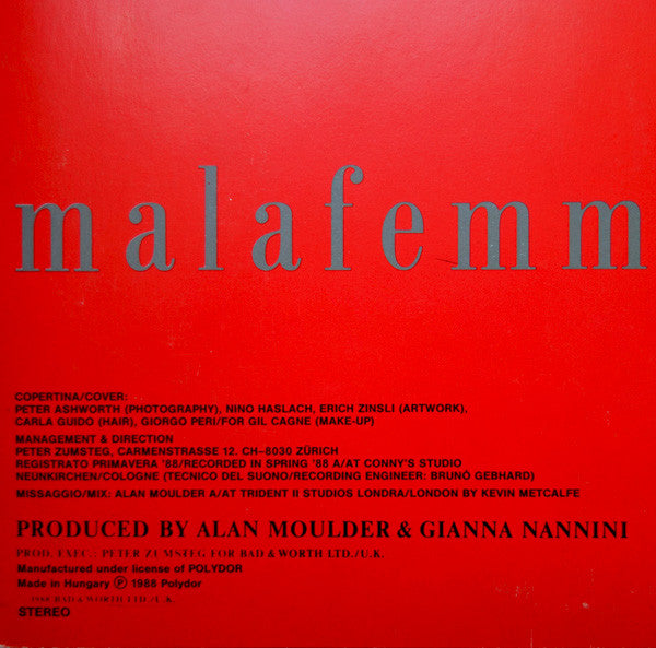 Gianna Nannini : Malafemmina (LP, Album)