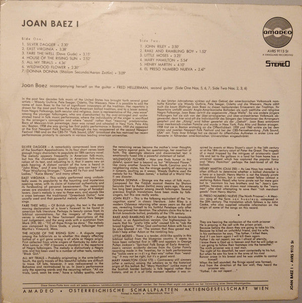 Joan Baez : 1 (LP, Album)