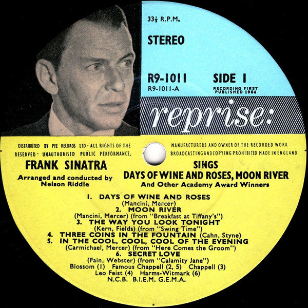 Frank Sinatra : Sings Days Of Wine And Roses, Moon River, And Other Academy Award Winners (LP, Album)