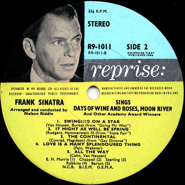 Frank Sinatra : Sings Days Of Wine And Roses, Moon River, And Other Academy Award Winners (LP, Album)