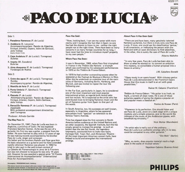 Paco De Lucía : Paco De Lucia (LP, Comp, RE)