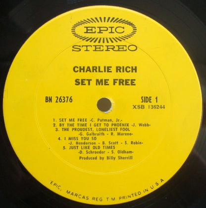 Charlie Rich : Set Me Free (LP, Album, Ter)