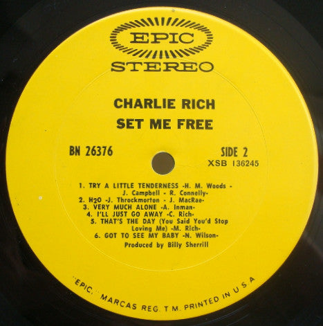 Charlie Rich : Set Me Free (LP, Album, Ter)