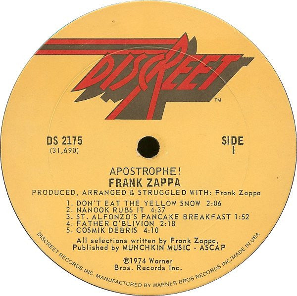 Frank Zappa : Apostrophe (') (LP, Album, SXT)