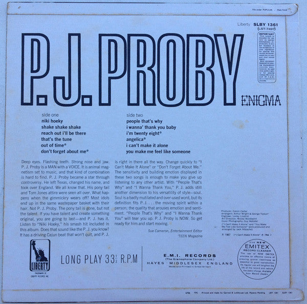 P.J. Proby : Enigma (LP, Album)