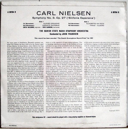 Statsradiofoniens Symfoniorkester Conducted By John Frandsen : Carl Nielsen, Symphony No. 3, Op. 27 (Sinfonia Espansiva) (10", Mono)