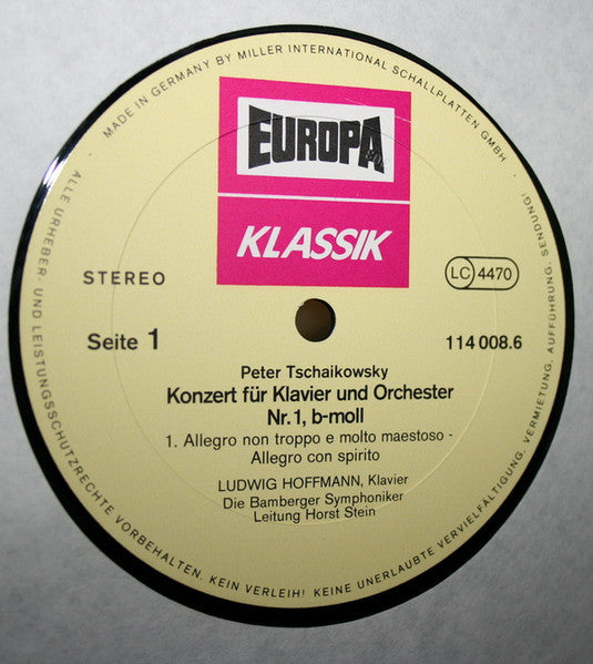 Pyotr Ilyich Tchaikovsky, Ludwig Hoffmann, Bamberger Symphoniker, Horst Stein : Klavierkonzert B-Moll (LP, Album, RE)