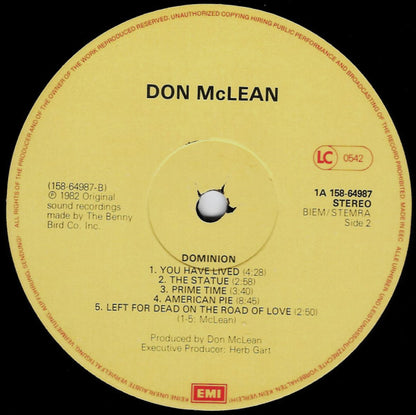 Don McLean : Dominion (Recorded Live) (2xLP, Gat)