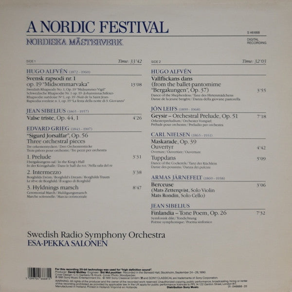 Esa-Pekka Salonen : Sveriges Radios Symfoniorkester : A Nordic Festival - Nordiska Mästerverk (LP, Album)