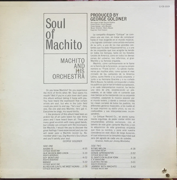 Machito And His Orchestra : Soul Of Machito (LP, Album, Mono)