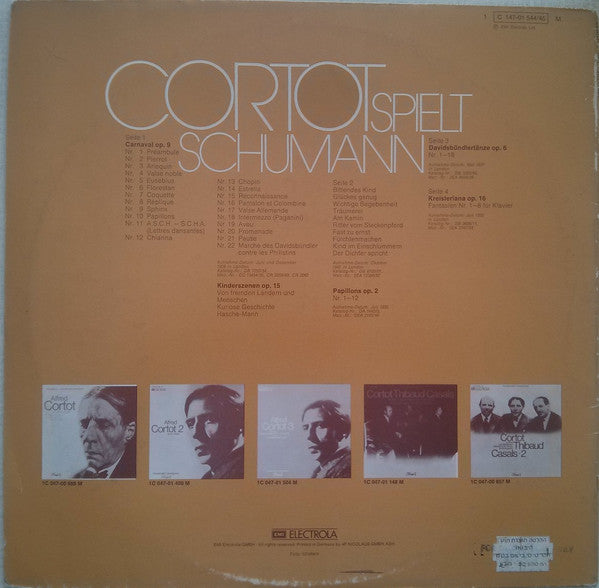 Alfred Cortot Spielt Robert Schumann : Carnaval / Kinderszenen / Papillions / Davidsbünderlertänze / Kreisleriana (2xLP, Comp, Mono, RE)
