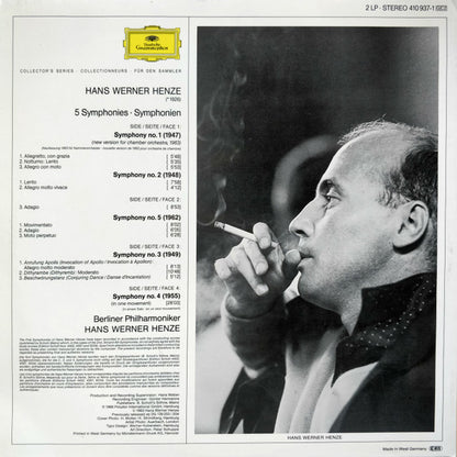 Hans Werner Henze - Berliner Philharmoniker : 5 Symphonies (2xLP, Album, RE, Gat)