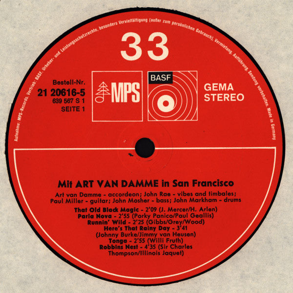 Art Van Damme : Mit Art Van Damme In San Francisco (LP, Album, RE, RP)