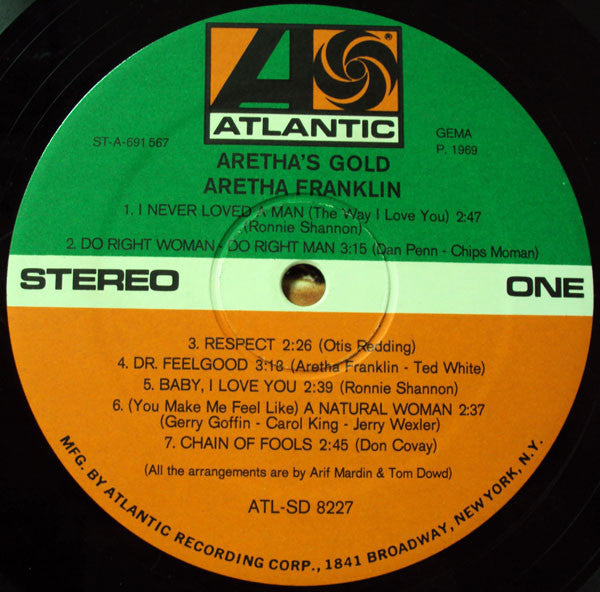 Aretha Franklin : Aretha's Gold (LP, Album, Comp)