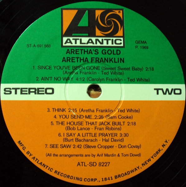 Aretha Franklin : Aretha's Gold (LP, Album, Comp)