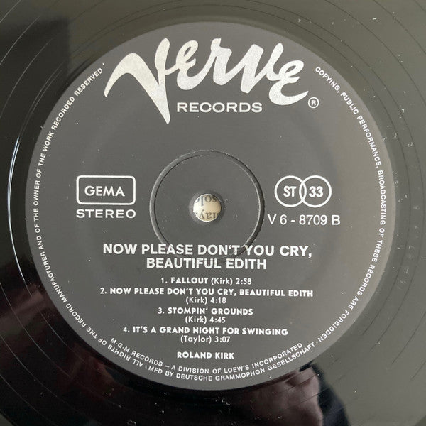 Roland Kirk : Now Please Don't You Cry, Beautiful Edith (LP, Album)