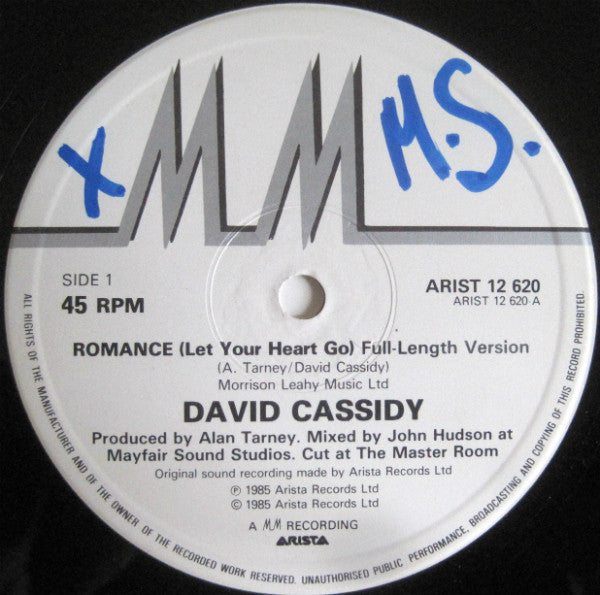 David Cassidy : Romance (Let Your Heart Go) (12")