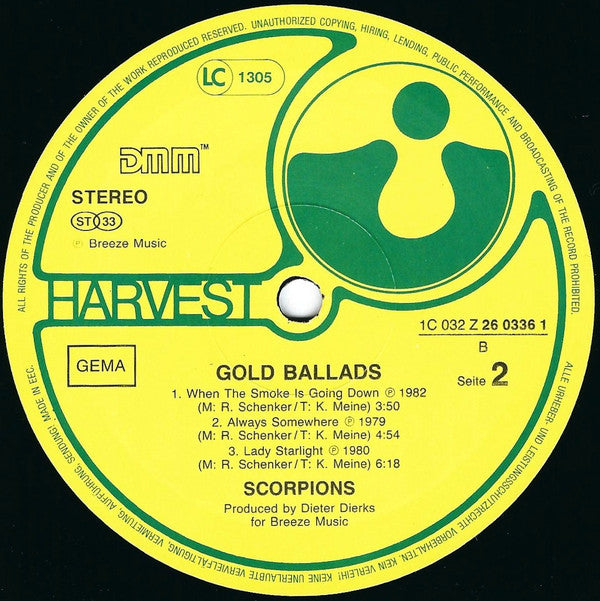 Scorpions : Gold Ballads (LP, Comp)