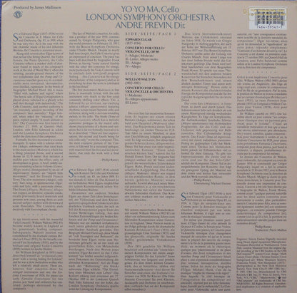 Yo-Yo Ma • London Symphony Orchestra, André Previn : Elgar, Walton: Cello Concertos (LP, Album, Dig)