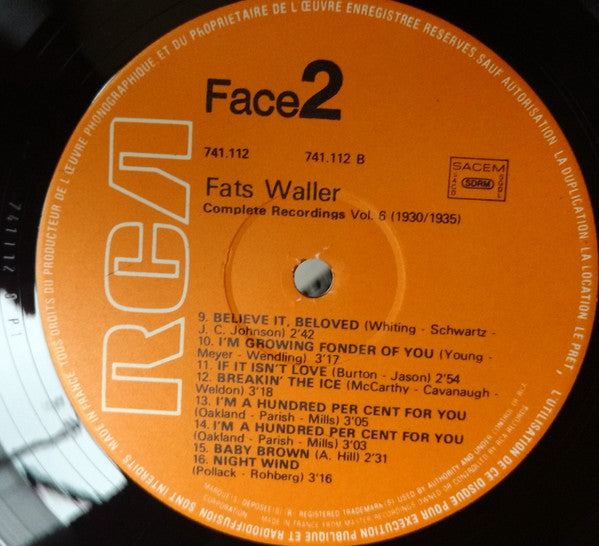 Fats Waller : (1930-1935) Volume 6  (LP, Comp)