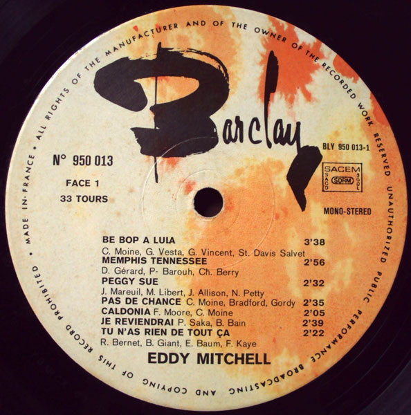 Eddy Mitchell : Be Bop A Lula / Memphis Tennessee / L'Epopée Du Rock... (LP, Comp, RE)