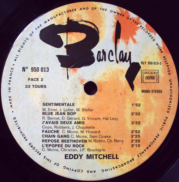 Eddy Mitchell : Be Bop A Lula / Memphis Tennessee / L'Epopée Du Rock... (LP, Comp, RE)