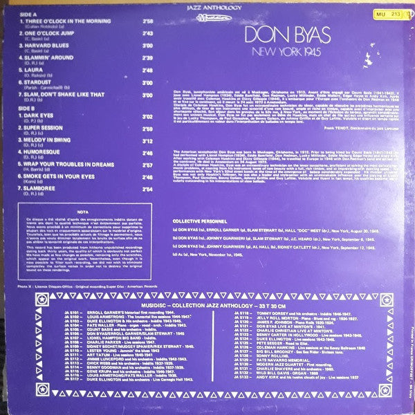 Don Byas : New York 1945 (LP, Comp, RE)