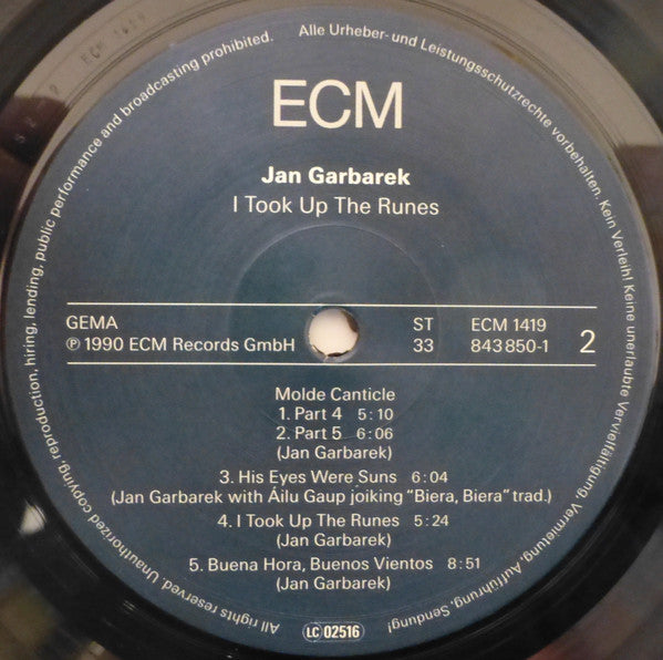 Jan Garbarek : I Took Up The Runes (LP, Album)