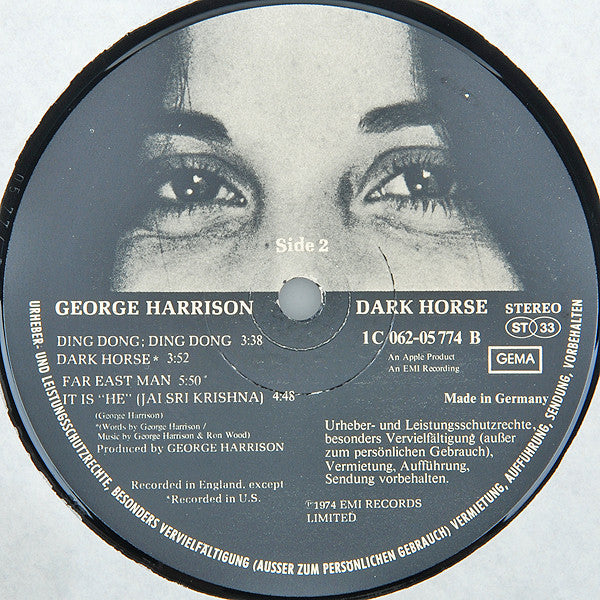 George Harrison : Dark Horse (LP, Album, Gat)