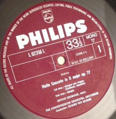 Johannes Brahms / Max Bruch – Arthur Grumiaux / Concertgebouworkest / Eduard van Beinum / Bernard Haitink : Violinkonzerte (LP, Mono)