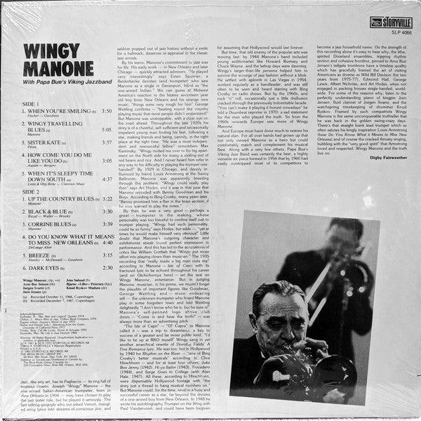Wingy Manone With Papa Bue's Viking Jazz Band : Wingy Manone With Papa Bue's Viking Jazzband  (LP)