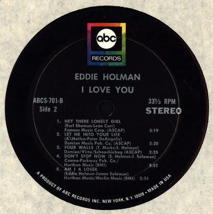 Eddie Holman : I Love You (LP, Album)