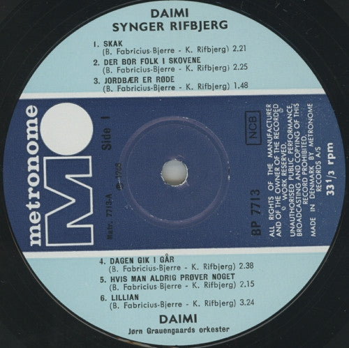 Daimi : Daimi Synger Rifbjerg (LP, Album)